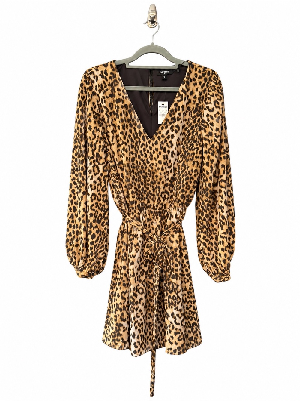 Express Leopard Print Long Sleeve Mini Dress Size S NWT